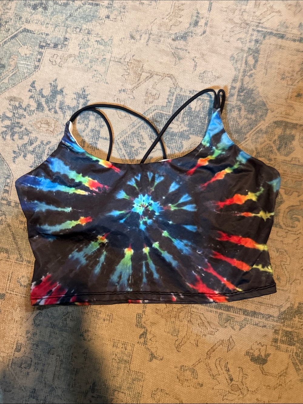 Tie-Dye Strappy Crop Top - Multicolor